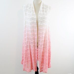 Long Ombre Crochet Sleeveless Vest